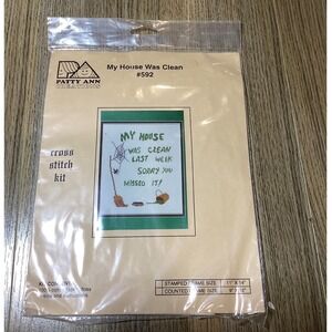 Patty Ann Creations My House Was Clean Cross Stitch Kit 592 Funny Home Decor New